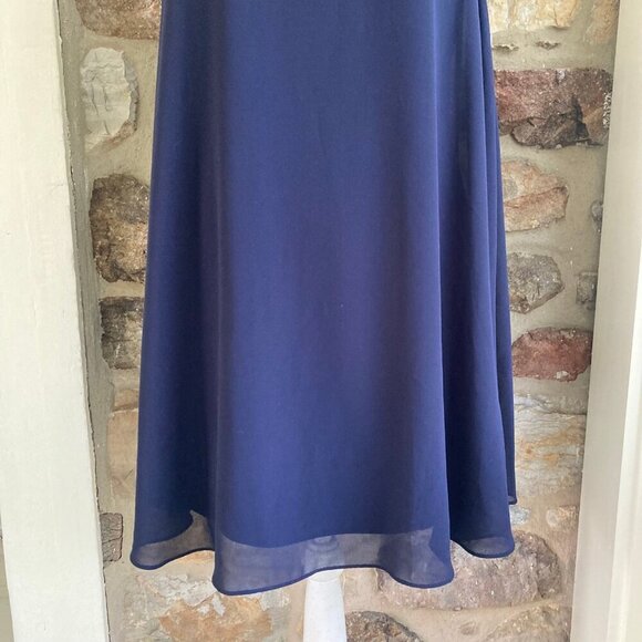 NWT Eliza J Navy Blue Embellished Chiffon Shift Dress Women’s 12 - Picture 4 of 12